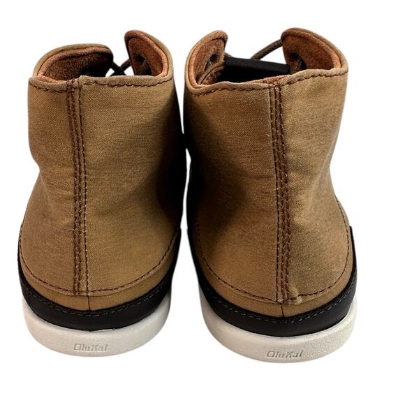 Olukai Nalukai Kapa Boots Mens Size 8.5 Brown Waxed Canvas Lace Up Ankle Chukka - Picture 7 of 9